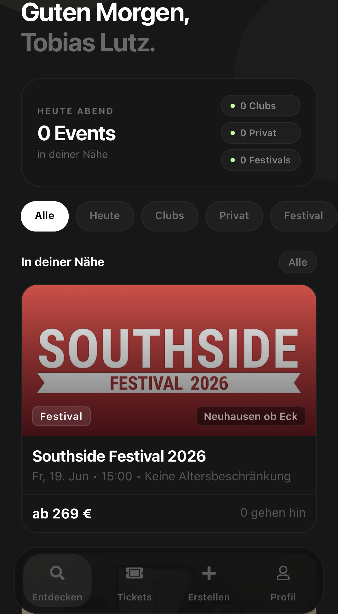 Screenshot von nearby.